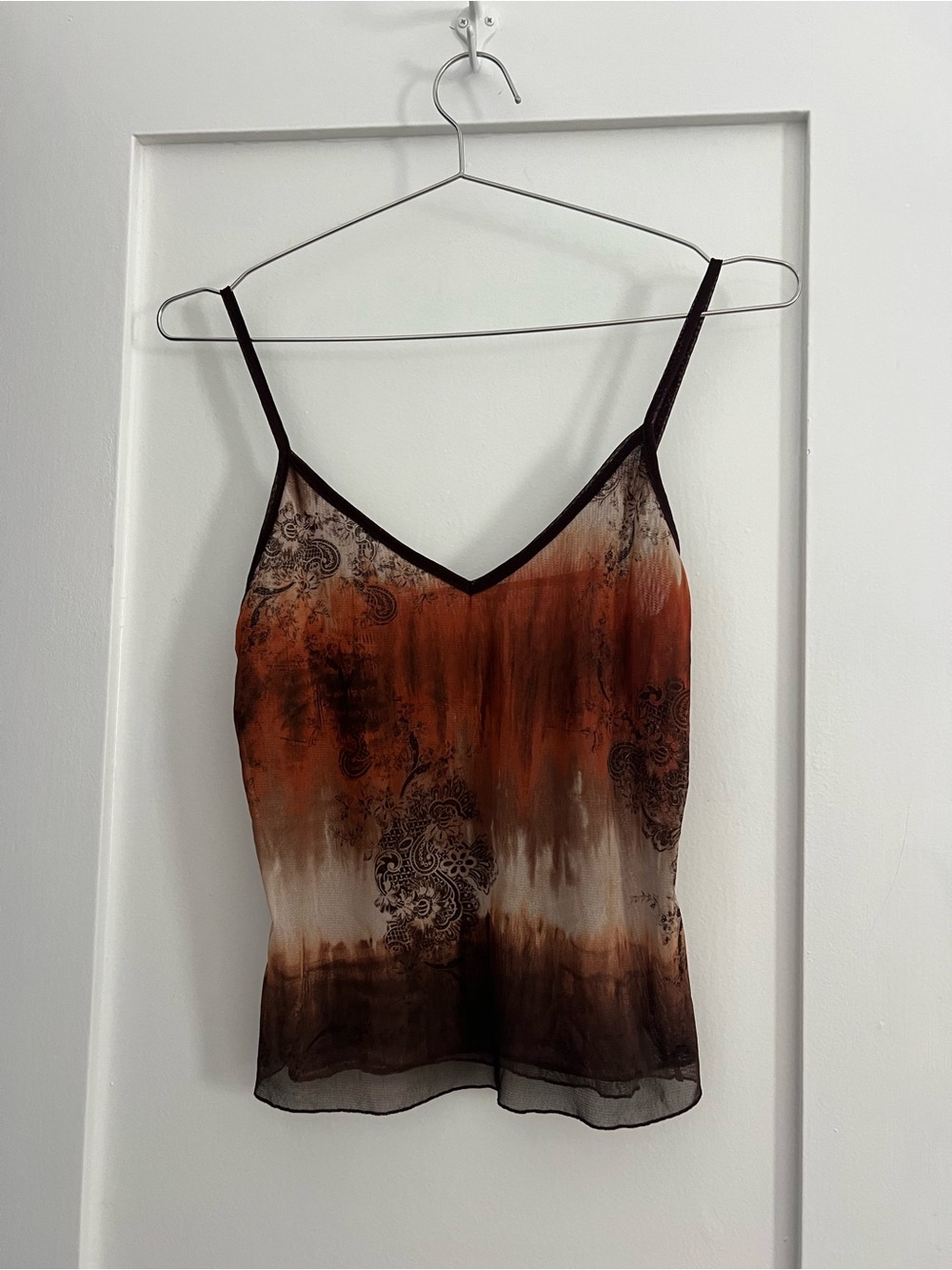 Women's Brown Ombre Paisley Slip Y2K Tank Top